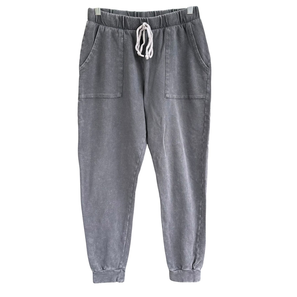 Caution To The Wind Womens Gray Mineral Wash Cotton Jogger Sweatpants Size M
